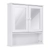 Simple Bathroom Mirror Wall Cabinet in White Wood Finish 23 x 22 inch
