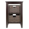 Espresso 3 Tier Bookcase Shelf Accent Table with 2 Small Storage Baskets