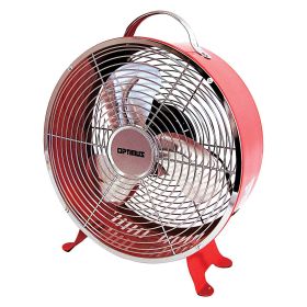Optimus F-6310RD 10 Inch 2 Speed Portable Retro Drum Fan in Red