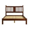 Queen Farmhouse Style Solid Wood Platform Bed Frame with Headboard in Cherry