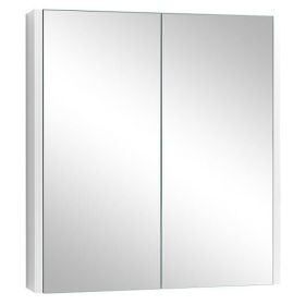 2-Tier Wall-Mounted Bathroom Storage Cabinet with Double Mirror Doors and 2 Shelves