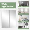 2-Tier Wall-Mounted Bathroom Storage Cabinet with Double Mirror Doors and 2 Shelves