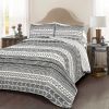 King 3 Piece Scandinavian Style Chevron Black White Reversible Cotton Quilt Set