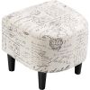 Letter Print French Upholstered Barrel Chair and Ottoman Set