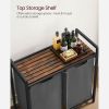 Modern Grey 2-Basket Laundry Hamper Sorter Black Frame Rustic Brown Top Shelf