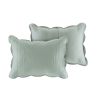 King Size 3 Piece Reversible Scalloped Edges Microfiber Quilt Set in Seafoam