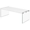 White Modern Rectangular Coffee Table with Tempered Glass Legs