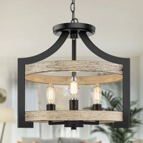 3-Light Rustic Farmhouse Pendant Hanging Light Adjustable Height Max 68in