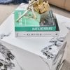 Modern white MDF+sticker material cube stylish texture design coffee table -15.75 inches-