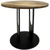 22 Inch Side End Table, Round Natural Mango Wood Top, Black Iron U Shaped Legs
