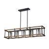 Desaki Imitation Wood Grain/Matte Black 5-light Chandelier