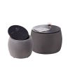 Set of 2 End Table with Storage, Round Accent Side Table with Removable Top for Living Room, Bedroom, Top φ650*450,φ480*390