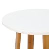 FCH Single Layer Bamboo Side Table 40*37*59.5cm Round White Table Top Natural Wood Table Legs RT