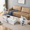 Modern white MDF+sticker material cube stylish texture design coffee table -15.75 inches-