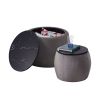 Set of 2 End Table with Storage, Round Accent Side Table with Removable Top for Living Room, Bedroom, Top φ650*450,φ480*390
