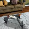 Noguchi-Style Glass Triangle Coffee Table Wood Base Black 12mm thickness Fit For Living Room
