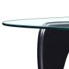 Noguchi-Style Glass Triangle Coffee Table Wood Base Black 12mm thickness Fit For Living Room