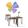 Nesting Coffee Table, Set of 3 End Tables for Living Room, Stacking Side Tables, Wood Look Accent Furniture with Metal Frame - WALNUT & BLACK