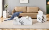 Modern white MDF+sticker material cube stylish texture design coffee table -15.75 inches-