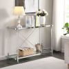 43.31'' Chrome Glass Sofa Table, Acrylic Side Table, Console Table for Living Room& Bedroom