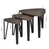 Nesting Coffee Table, Set of 3 End Tables for Living Room, Stacking Side Tables, Wood Look Accent Furniture with Metal Frame - WALNUT & BLACK