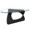 Noguchi-Style Glass Triangle Coffee Table Wood Base Black 12mm thickness Fit For Living Room