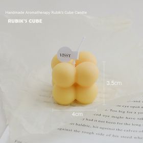 Small Rubik's Cube Aromatherapy Candle Home Decoration Shooting Props (Color: Yellow)