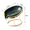 Luxury Soap Case Leaf Shape Iron Art Holder Bathroom Drain Soap Storage Dish Container Non-slip Draining Tray Bath Organizer