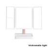 360° Adjust Foldable Makeup Mirror With LED Light Rechargeable Wireless 1-3X Magnifying 3 Tone Light Desktop Vanity Mirror Table