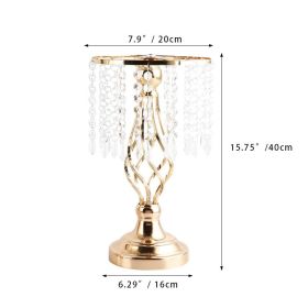 Ins Luxury Metal Candle Holders with Crystal Flowers Vase Candlestick Table Centerpieces Wedding Table Candle Stand Wedding Prop (Color: Gold-S)