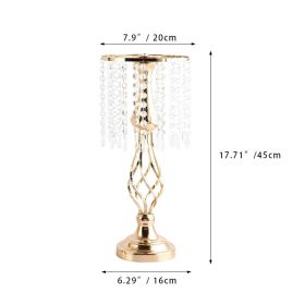 Ins Luxury Metal Candle Holders with Crystal Flowers Vase Candlestick Table Centerpieces Wedding Table Candle Stand Wedding Prop (Color: Gold-M)