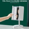 360° Adjust Foldable Makeup Mirror With LED Light Rechargeable Wireless 1-3X Magnifying 3 Tone Light Desktop Vanity Mirror Table