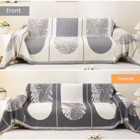 Chenille Sofa Cover Towel Four Seasons (Option: Feather Leaf Gray-180x420cm)