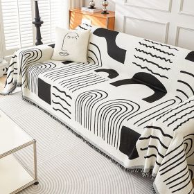 Modern Style Four Seasons Universal Chenille Secret Line Sofa Towel (Option: Secret Lines Black-180x260cm)